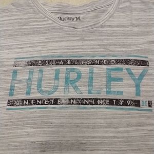 Hurley custom fit 2XL super soft t-shirt gray shirt with turquoise logo
